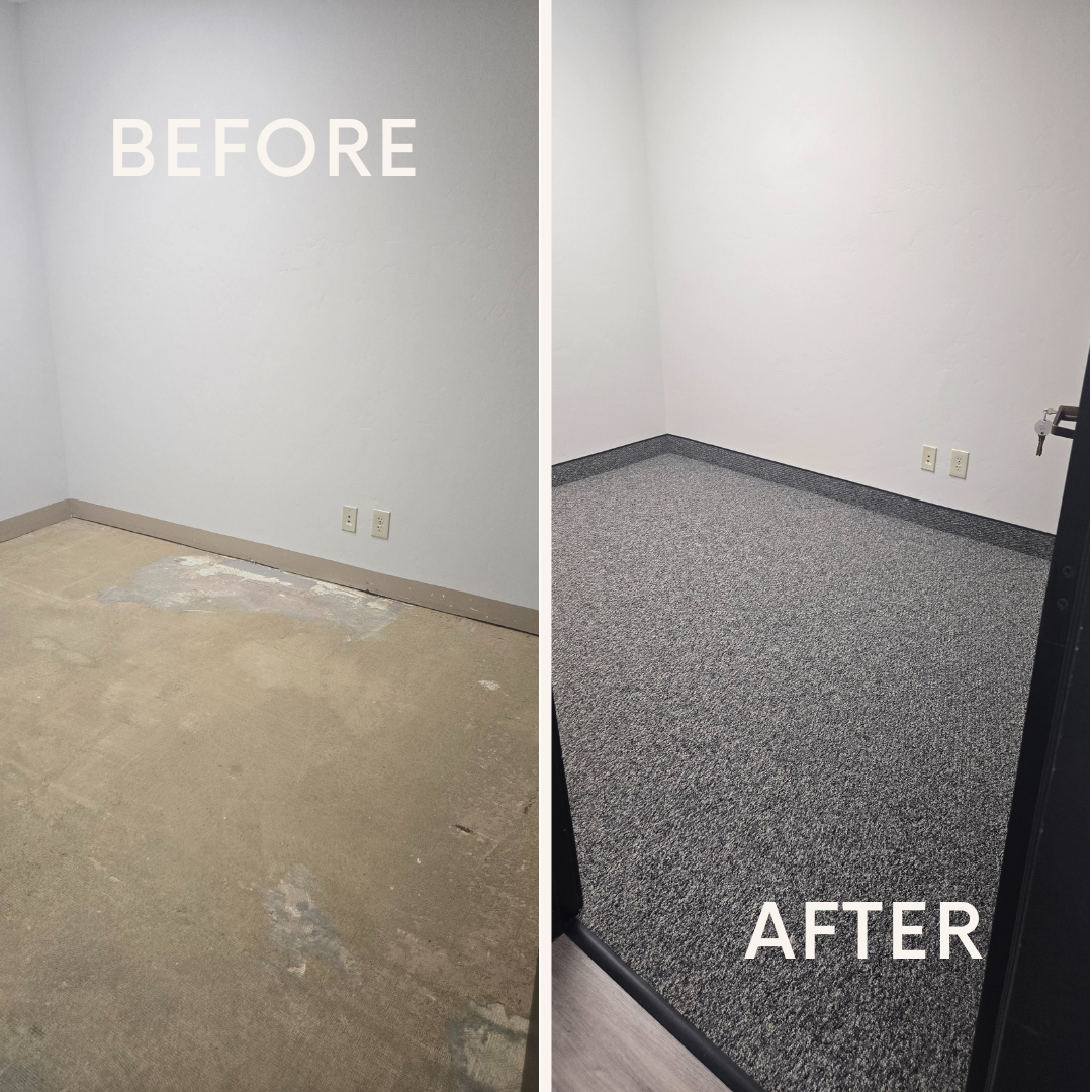 Corner Berber carpet installation in Idaho